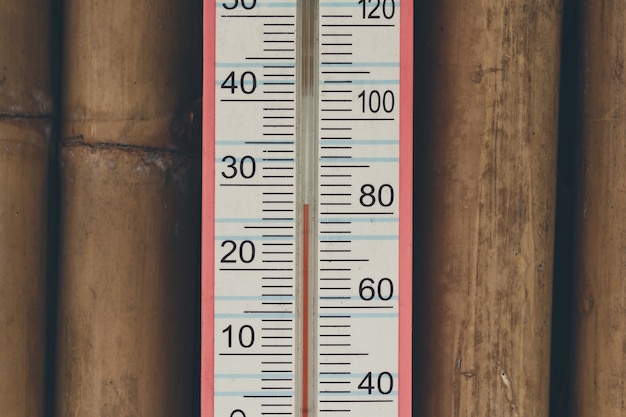 Nahaufnahme Des Haushaltsalkoholthermometers Der Temperatur In Grad Celsius Und Grad Fahrenheit Zeigt Premium Foto