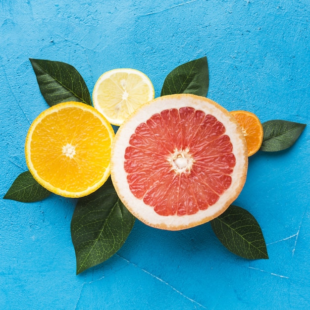 Nahaufnahme von grapefruit-zitrone und orange | Kostenlose Foto