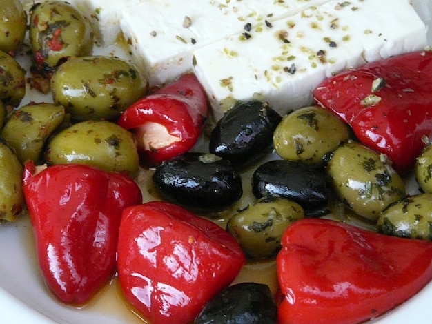 Paprika essig feta oliven käse ölige | Kostenlose Foto