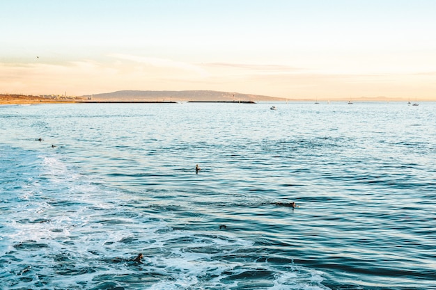 Schone Aufnahme Der Meereswellen Mit Erstaunlichen Wassertexturen Wahrend Eines Sonnigen Tages Am Strand Kostenlose Foto