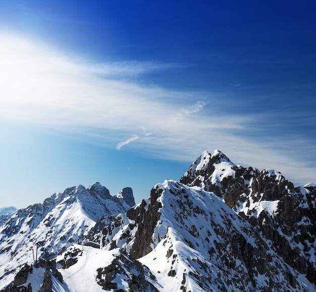 Schone Landschaft Mit Verschneiten Bergen Blauer Himmel Horizontal Alpen Osterreich Kostenlose Foto