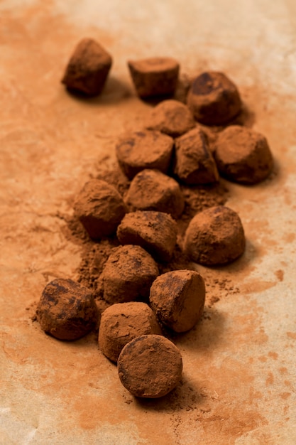 Schokoladentrüffel in kakaopulver | Kostenlose Foto