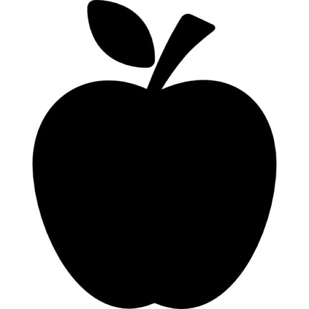 Download Apple black silhouette with a leaf Icons | Free Download