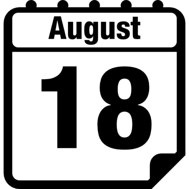 August 18 daily calendar page interface symbol Icons ...