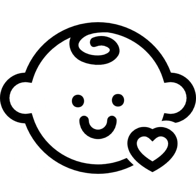 Baby head with a small heart outline Icons | Free Download