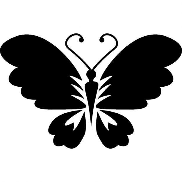 Black butterfly top view with opened wings Icons | Free Download