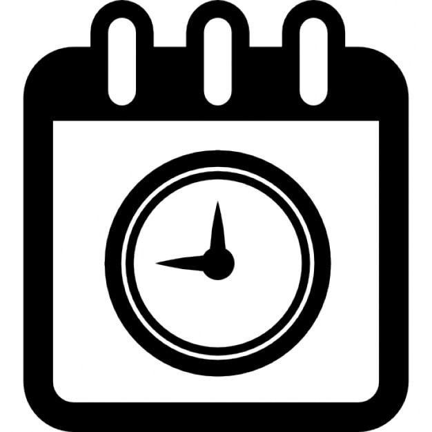 Calendar page with circular clock symbol Icons Free Download
