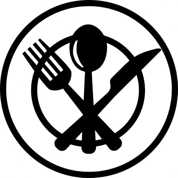 Cutlery set on a plate Icons | Free Download