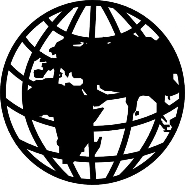 Earth globe with grid and continents shapes Icons | Free ...