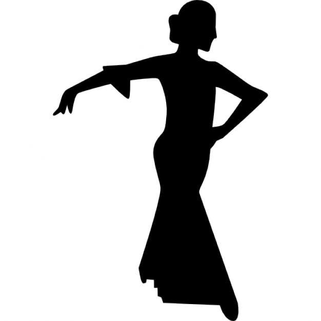 Flamenco Female Dancer Silhouette Icons Free Download