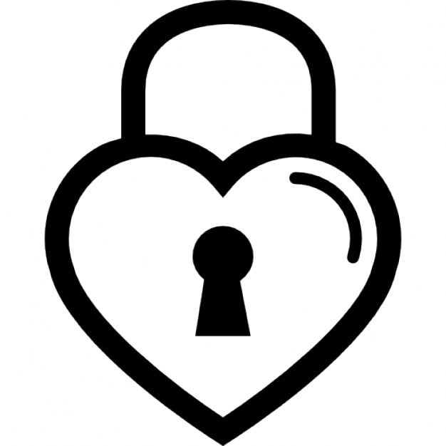 Heart shaped lock outline Icons Free Download