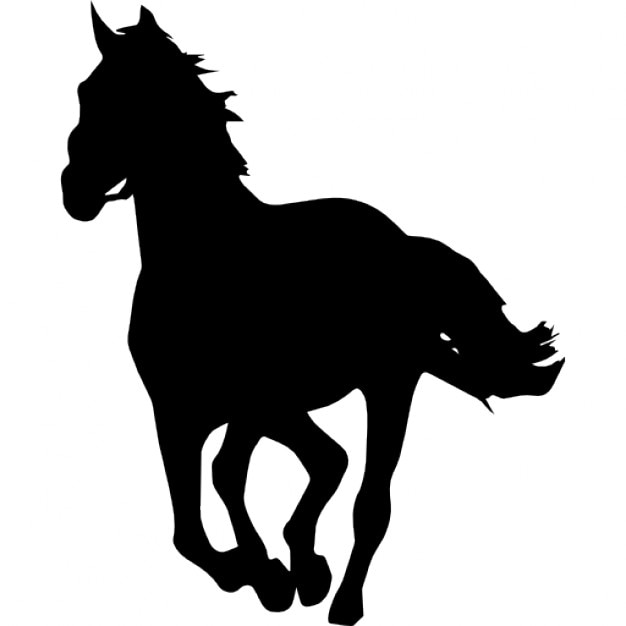 Horse galloping black silhouette facing left Icons | Free Download