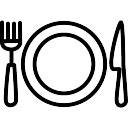 Knife fork and plate Free Icon