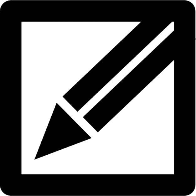 Pencil in a square edit or  write interface button symbol  