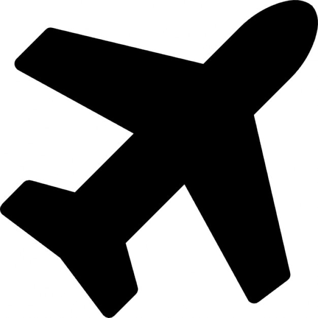 Plane black shape rotated to right diagonal Icons | Free Download