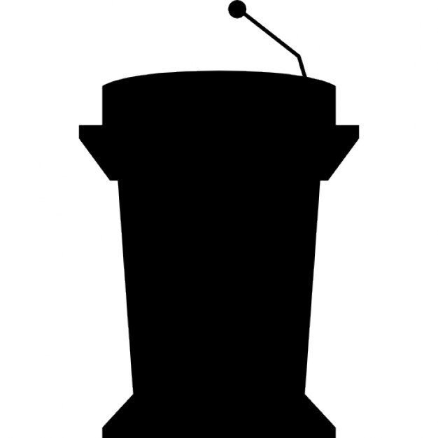 Podium silhouette with microphone for presentation Icons | Free Download