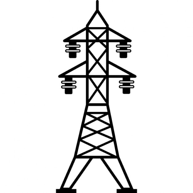 Power line with four insulators Icons | Free Download