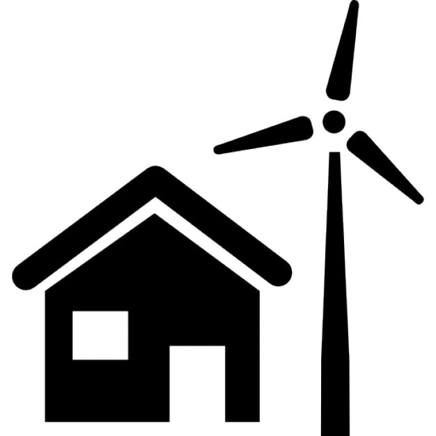 Rural house with wind mill Icons Free Download