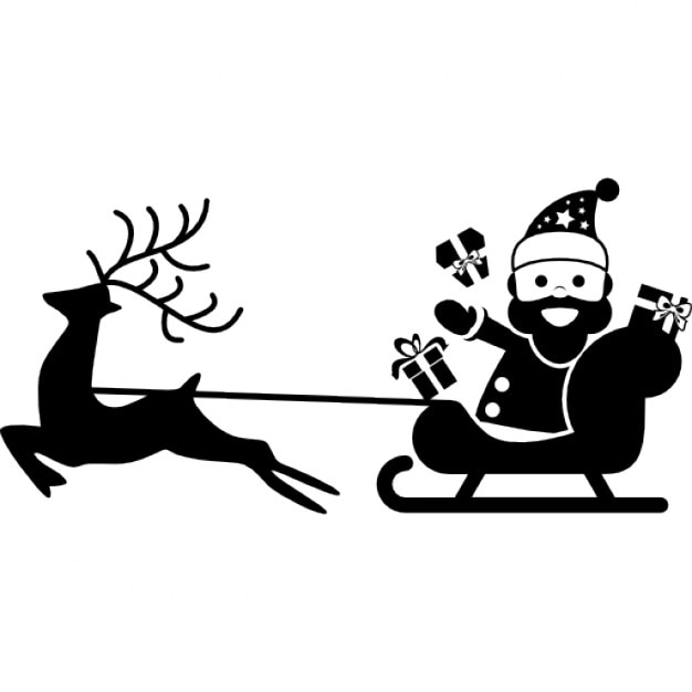 Santa Claus travelling on his sled Icons | Free Download