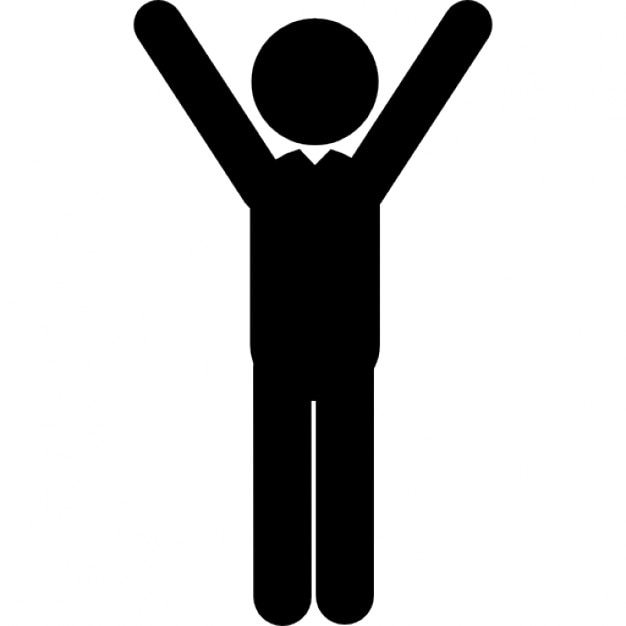 Standing male silhouette with raised  arms  Icons  Free 