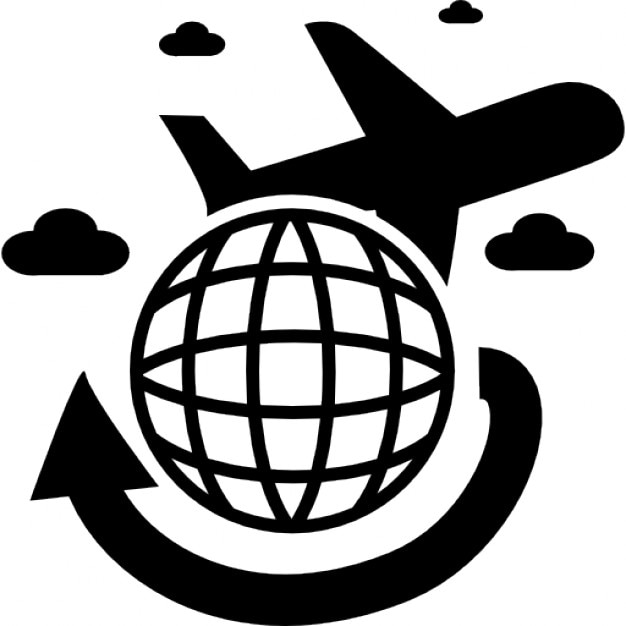 Travelling by airplane around the Earth Icons | Free Download