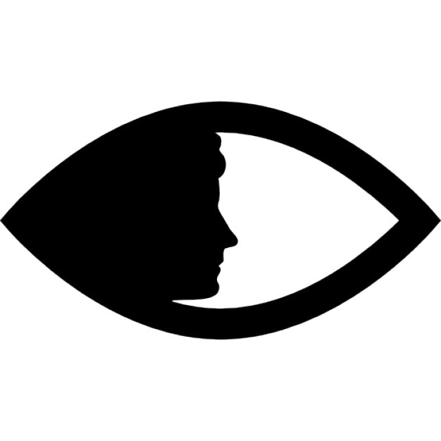 Women face side silhouette in an eye shape Icons Free