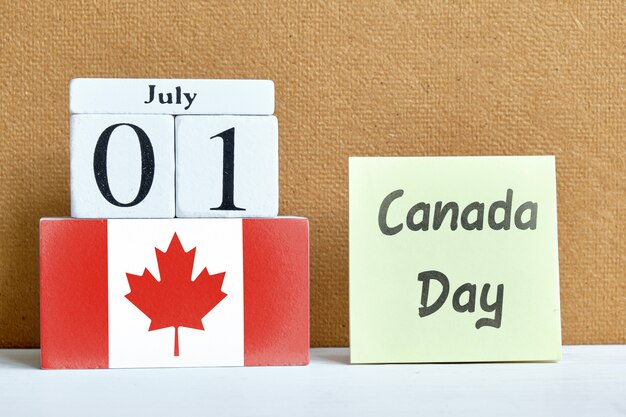 1st july canada day first of month calendar concept on wooden ...