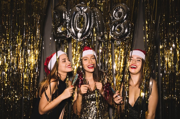 Free Photo | 2018 new year party with three girls