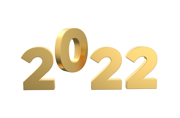 Premium Photo | 2022 3d gold text isolated on white background