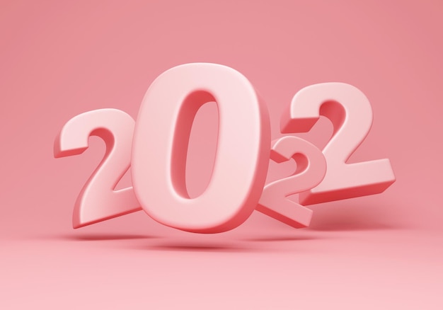 Premium Photo | 2022 new year symbol on pink studio background