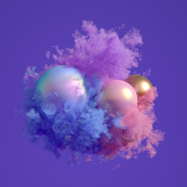 紫色の煙と蒸気の美しい背景 3 Dイラスト 3 Dレンダリング プレミアム写真