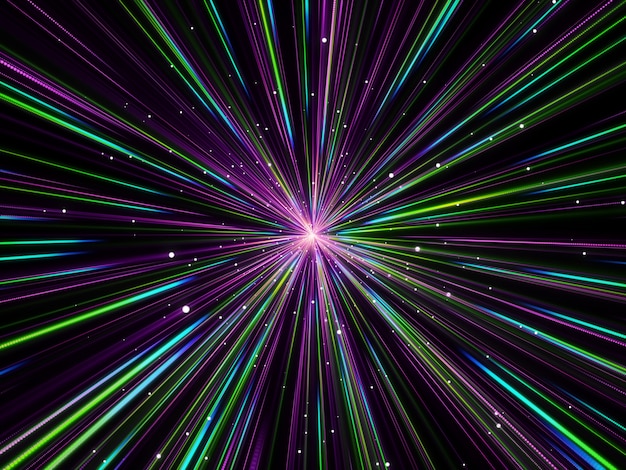 Free Photo | 3d abstract background with hyperspace zoom effect