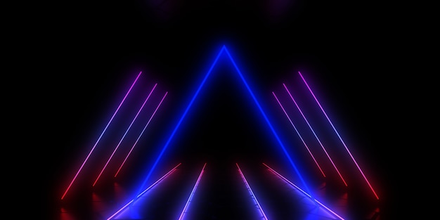 Premium Photo | 3d abstract background with neon lights . 3d illustration