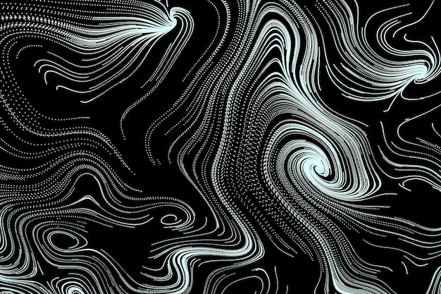 3d抽象的な黒と白の背景装飾的な流れる渦巻き模様の壁紙スパイラルラインアート プレミアム写真