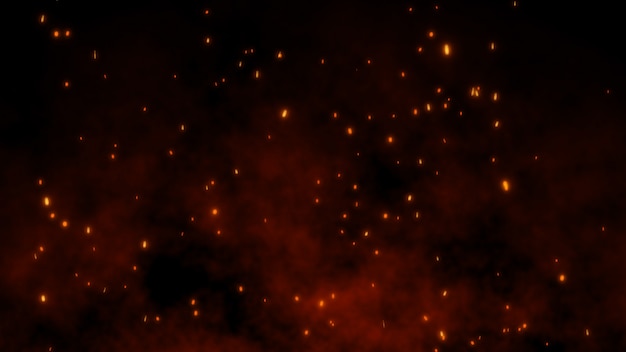 Premium Photo | 3d burning embers glowing. fire glowing particles on