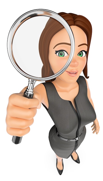 Premium Photo 3d Business Woman Looking Through A Magnifying Glass 3227