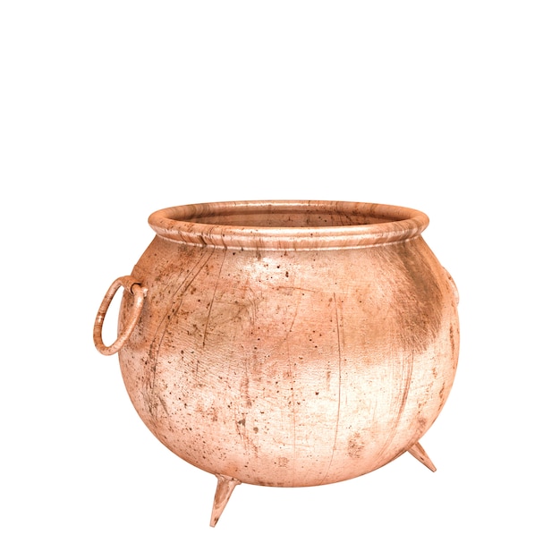  3d  copper  pot  Premium Photo