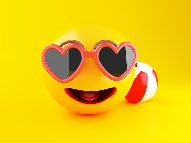 Premium Photo 3d Emoji With Sunglasses Summer Vacation Concept