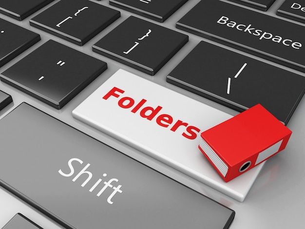 3d folder on the computer keyboard. Premium Photo