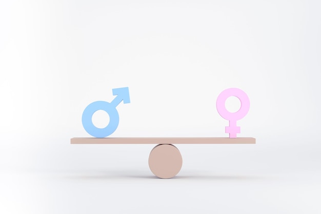 Premium Photo | 3d. gender equality concept. gender symbols balancing ...