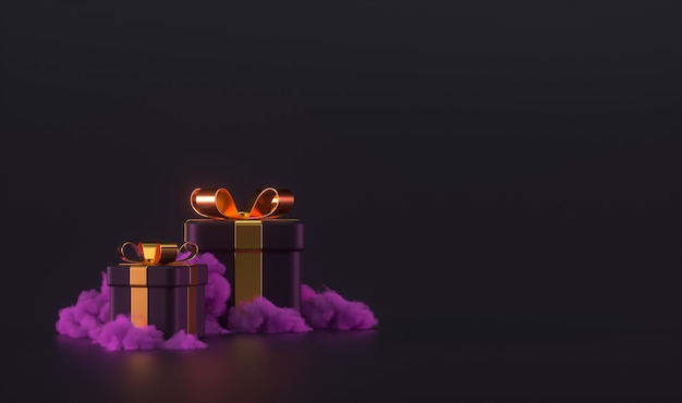 3d gift box scene with clouds Free Photo