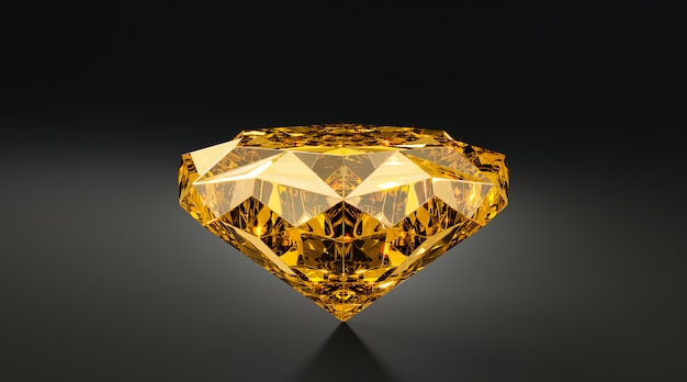 3d gold diamond on black background | Premium Photo