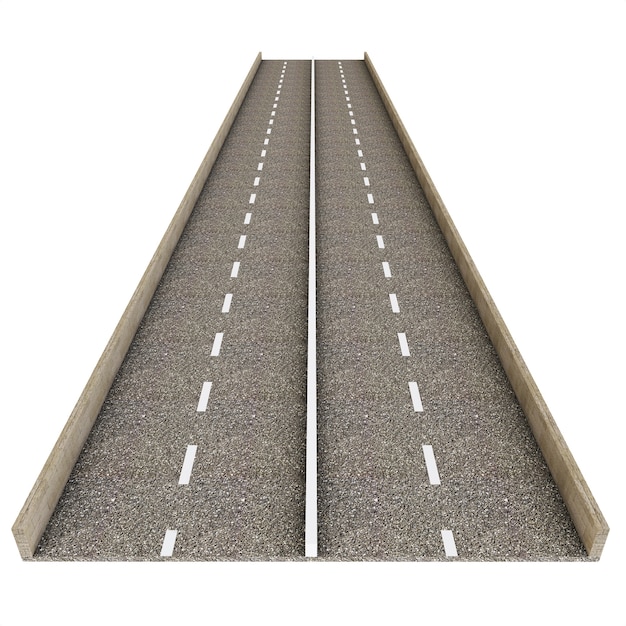 Premium Photo | 3d illustration of asphalt road piece over white background