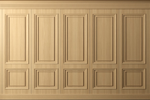 Premium Photo 3d Illustration Classic Wall Of Vintage Beech Wood Panels Joinery In The Interior Background