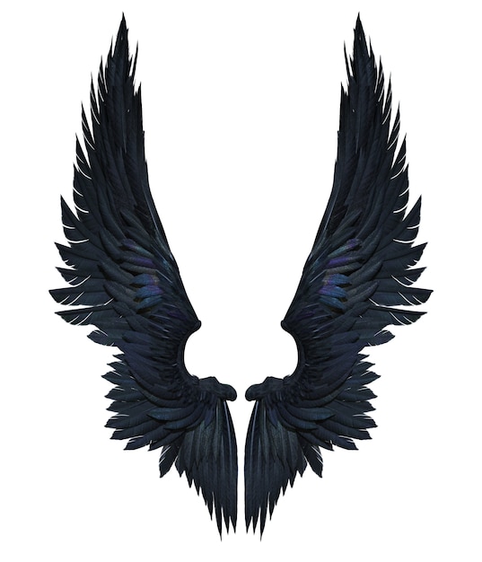 Download Premium Photo | 3d illustration demon wings, black wing plumage isolated on white background