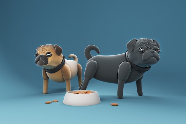 食べ物を見つめる3dイラスト犬 プレミアム写真