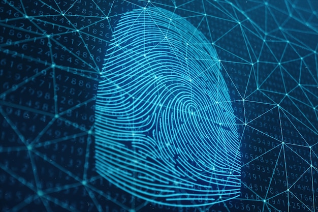 Premium Photo | 3d illustration fingerprint scan provides security ...