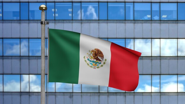 Premium Photo | 3d illustration mexican flag waving in a modern