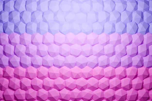 プレミアム写真 ピンクのポリゴンの行の3dイラスト 平行四辺形のパターン 技術幾何学の背景