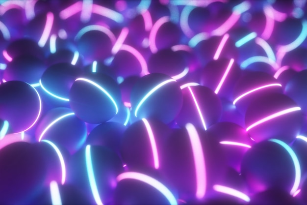 Premium Photo D Illustration Of A Pile Of Neon Colorful Glow Spheres